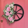 Decorative Flowers Artificial Flower Wreath Wheel Design Realistic Looking Vibrant Color Simulation Front Door Pendant