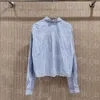 Camicia blu a strisce a strisce abbottoneria di lusso a maniche lunghe lettere Casaul top giornalieri