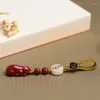 Keychains Style chinois Simple Car Keychain Femmes Cinnabar Lucky Pendant Hand Woven Vintage National Sac Accessoires suspendus Cadeaux
