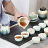 Ensembles de thé en céramique Bureau de salon de ménage en céramique complet de simple boîte à cadeau de tasse de théâtre de changement de four à style japonais