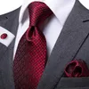 Neck Ties Hi Tie Designer Red Burgundy Pure Silk Wedding Tie Mens Handle Cufflinks Gift Mens Necklace Fashion Business Party Pendant C240412