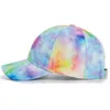 Capes à balle Nouvelle mode pour femmes Tie Dye Hat Multi couleur Baseball imprimé irrégulier Vêtements de rue extérieurs Summer Q240403