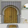 Tende da doccia 2 pezzi di archi marocchini tende architettura vintage vecchia porte muro di pietra non slittata vasca da bagno set da bagno decorazione