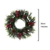 Decorative Flowers Christmas Wreath Red Fruit Pine Cone Garland Xmas Tree Wall Door Hanging Rattan For Party 2024 Year Navidad Gift