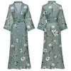 Home Kleding Bloem Gedrukt Kimono Robe Dames kunstmatige zijden badkamer veer en herfst los fitting home jurk lounge pyjama's half mouwen pyjamasl2403