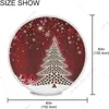 Table Cloth Christmas Tree Snowflakes Round Tablecloth With Lace Xmas Winter Decorative For Party Dining Banquet 60 In