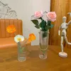 花瓶クリエイティブ透明なポータブル垂直穀物ガラス花瓶の植物水耕栽培テラリウムアートテーブルクラフト