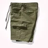 Men's Shorts Summer Army Green Goods Shorts Mens Fashion Multi Pocket Outdoor Cotton Elastic Knitted N-shaped Retro Casual Pants J240407