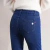 Kvinnors jeans fleece fodrade vinter varma blyertspenna stor storlek 26-34 stretch vaqueros förtjockar smala cowboy byxor casual mager pantaloner