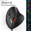 MICE Zelotes T-50 bedrade verticale RGB-gaming muis optische muis 9buttons 12800 dpi verstelbare pc-laptop Y240407