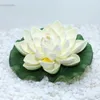 Dekorativa blommor konstgjorda beige falska lotus lily blad vatten pool flytande damm bröllop dekoration trädgård 17 cm b12