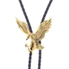 Bolo Tiese New Bolo Tie Retro Shirt Chain Eagle Bollow Collar Leather Necklace Long Tie Pendant 240407