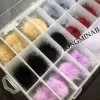 動物24pcs/セット取り外し可能な夏のネイルポムポンキットかわいいふわふわしたぬいぐるみボールネイルチップ用の磁気ベースとクリアボックスポン