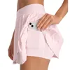 Al-Women's Yoga Tennis kjol Nytt bekväm smickrande snygga sportshorts roliga ruffle trim wrap-stil tenniskjolar med bekväm inre kort dold innerficka