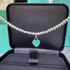 Designer Brand Version haute émail LOVE TIFFAYS Collier Ins Wind Drip Glue Coeur en forme de perle ronde Perle Bouddha Chaîne
