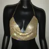 SEXY TOP -mode met dames Solid Bacleloze riemen Volledige diamanten pailletten cami bijgesneden top voor vrouwen