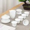 Set di stoviglie in porcellana bianca Ciotola coperta da viaggio Set di tè da viaggio scatola cinese Coppa di teiera fatta a mano Cince