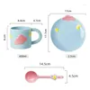 Tasses 400 ml en céramique tasse set de dessert assiette cuillère dessin animé nuage étoile petit-déjeuner pour la vaisselle à la vaisselle tasse de café