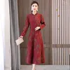 Robes décontractées 2024 Début du début du milieu d'âge moyen et de la mère âgée Vêtements de la mère chinoise Robe Qipao Robe à manches longues Vestido K390