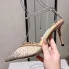 Sexy Pontos pontiagudos femininos de salto alto sandálias designer de pista tornozelo embrulhado
