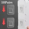 Ganchos 10/5 pares adesivos de dupla face de parede transparente hanger forte gancho invisível armazenamento sem rastreamento para banheiro da cozinha