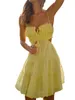 Casual Dresses Women 2024 Summer Mini Strap Cutout Boho Dress A-Line Flowy Swing Vacation Beach