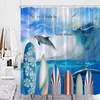 Douchegordijnen zomer oceaan landschap gordijn strand surfplank palmboom zeegehanen landschappen polyester stof decor badkamer haken