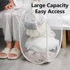 Storage Baskets 2-piece foldable laundry basket organizer household clothing multifunctional nylon net storage bag yq240407