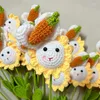 Decorative Flowers Crochet Artificial Sunflowers Carrot Knitting Woven Flower Bouquet Valentine's Day Gift Wedding Home Decoration