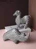 Arts and Crafts Resin Simulation Animal Statue Abstract Black and White Line Zebra Modern Home Decoration Accessories Handicraft FurnishinsL2447