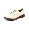 Casual Shoes Pu Leather Platform Oxford for Women 2024 Spring Lace Up Flats Woman Black Beige Chunky Zapatillas Mujer