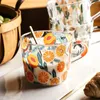 500 ml Cartoon Flower Coffee Mug Home Office Glass Water Cup Handgrip Milk Frukost Drinkware 240407