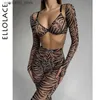 Sexy Set Ellolace Zebra Erotic Lingerie For Full Crop Top Tight Outfit Transparent Sheer Lace Seamless Intimate G-String Briefs Sets L2447