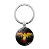 Keychains Lanyards Creative Spanish Flag Keychain Pendant Versatile Jewelry Glass Alloy Gift for Men and Women Q240403