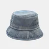 Brede rand hoeden emmer ldSlyjr denim vaste emmer hoed visser outdoor reis zon voor mannen en vrouwen 351 Q240403