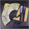 Dekorativa föremål Figurer Vintage Chinese Style Silk Folding Fan Art Craft Gift Wedding Party Dance Tassel Hand Fans Po Props Orn Dheno