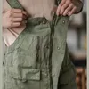Retro American Cotton Overalls Bibs Loose Washing Jumpsuit Mens Suspenders Four Seasons Full Length Baggy Pants 240401