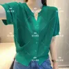 Women's Knits 2024 Summer Sexy Oversized High Waist Retro Office Lady Shirt Korean Style V Neck Short Sleeve Chic Tops