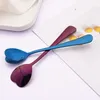 Кофе Scoops 4pcs зеркал фиолетовой формы сердца ложки десерт сахар помешить ложки чайной ложки обеденной посуды из нержавеющей стали кухни кухня