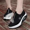 Fitness Shoes Increase Height For Women Wedge Platform Sneakers Summer Thick Sole Ladies Slip On Breathable Casual Grey