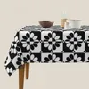 Сторонная ткань Черно -белая двухтонная скатерть мод Ska Flower Elegant для домашней вечеринки водонепроницаемое украшение
