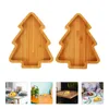 Plates 2 Pcs Cutlery Tray Christmas Tree Snack Appetizer Plate Dinner Bamboo Candy Shaped Creative Dish Dessert Child