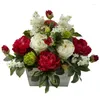 Dekoratif Çiçekler Beyaz Yıkama Ekicide Yapay Çiçek Düzenlemesi
