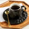 Xícaras pires de caneca de café cerâmica europeia porcelana simples xícara de chá da tarde com pires e colher conjunto de leite suco de leite drinkware 175ml