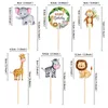 Party Supplies Jungle Safari Animal Theme Cupcake Toppers Dessert Muffin Food Cake Picks For Baby Shower 1st Birthday Wedding Decoration