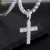 Bijoux fin 925 Silver Diamond Cross Charm personnalisé sur mesure 5,0 mm VVS Mossanite Pendant pour la chaîne de tennis