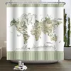 Cortinas de ducha Cortina de pasión Mapa de animales del mundo Montañas Montañas Bosques Decoración de baño Poliéster tela de tela