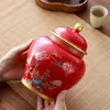 Vases Chinese Style Ceramic Ginger Jar Decorative Flower Vase Tea Storage