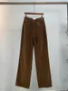 Dżinsy damskie jesień/zima 23 Vintage Brown Cord o prosty nóg spodnie