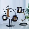 Kandelaars Persoonlijkheid Huisdecoratie Crafts Smeedijzeren karakter met Lantern Candlestick Desktop Light Props Holder